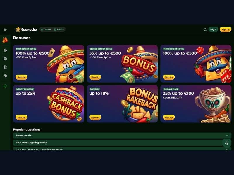 Bonos Casinacho Casino (Nacho Casino): cómo torneos, cashback y bono de bienvenida operan juntos para los jugadores españoles